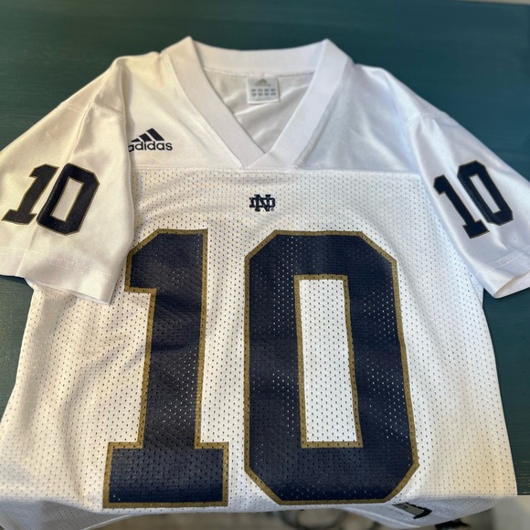 VTG Y2K Adidas White Notre Dame #10 Brady Quinn Football Jersey Youth S - Picture 15 of 17